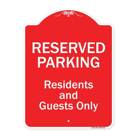 Signmission Reserved Parking Residents And Guests Heavy-Gauge Aluminum Sign, 24" x 18", RW-1824-9767 A-DES-RW-1824-9767